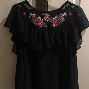 Ladies black, short sleeve shirt